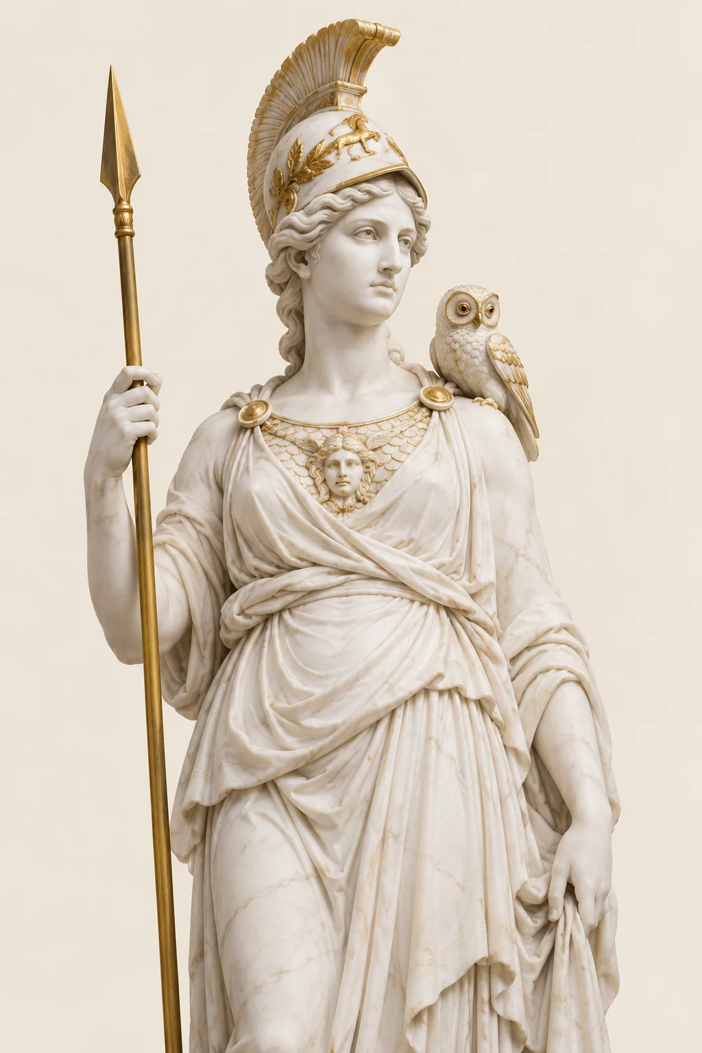 Marble statue of Athena, goddess of wisdom and craft
